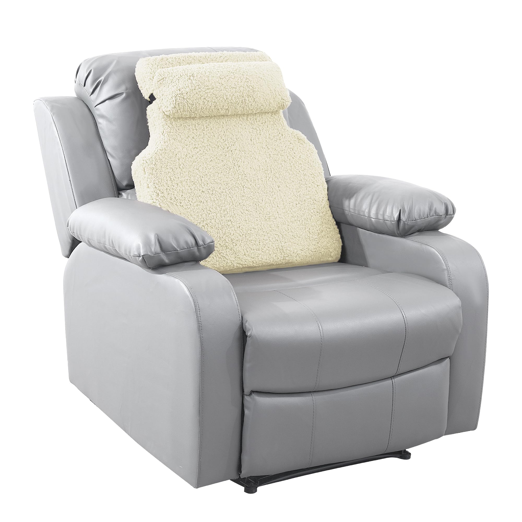 HOMBYS Memory Foam Lumbar Support Pillow with Sherpa Fleece Headrest — Recliner Chair Cushion for Back Pain Relief, High