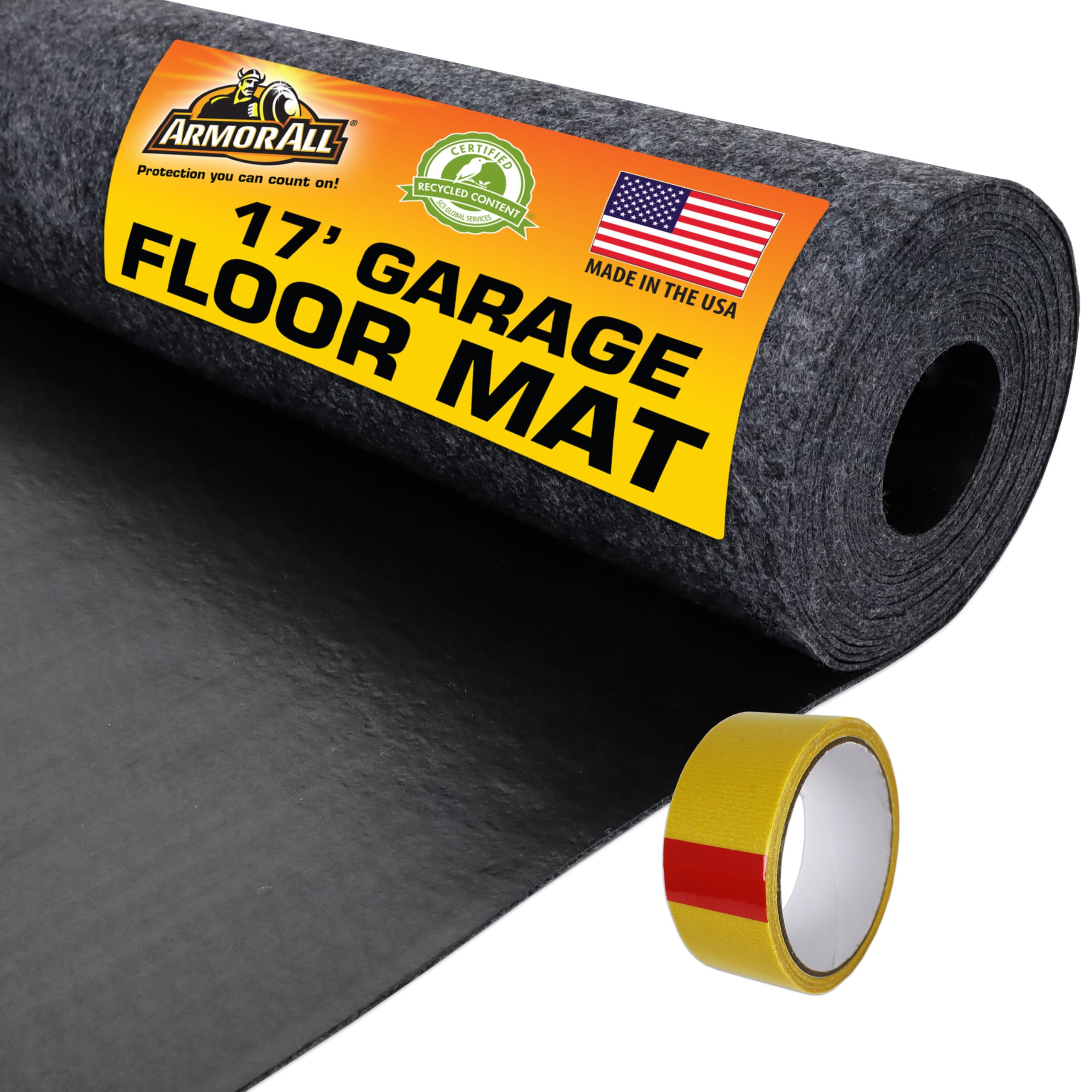 Armor All Garage Floor Mat 17' x 7'4" – Heavy-Duty Waterproof, Absorbent & Durable Floor Protector (Charcoal)