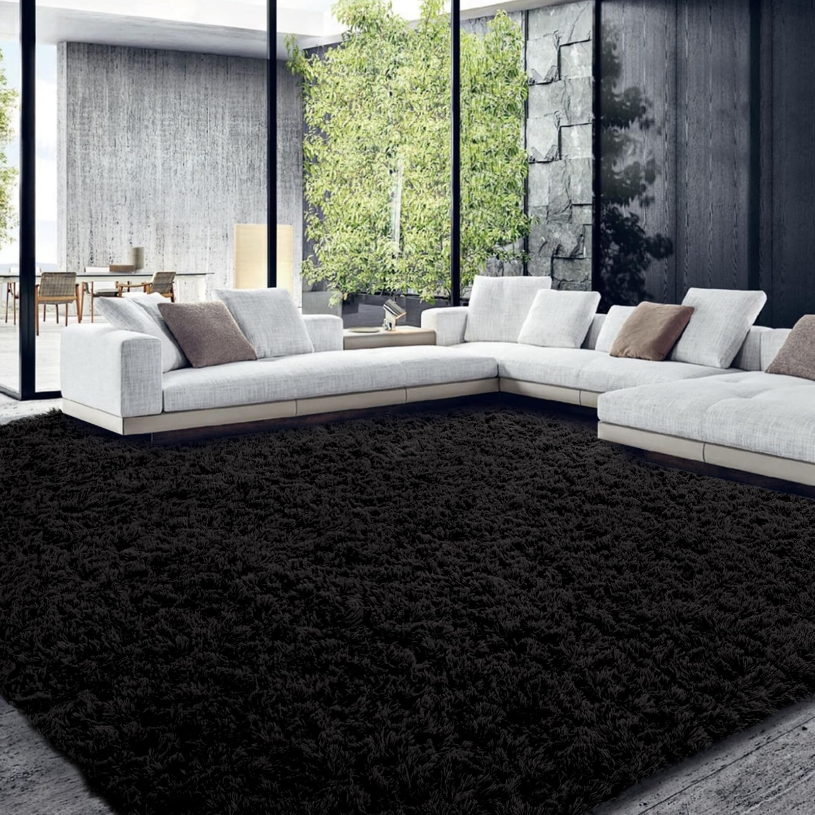 HOMBYS Shaggy Area Rug 12x15 ft — Ultra Fuzzy Large Plush Faux Fur, Non-Skid Soft Carpet